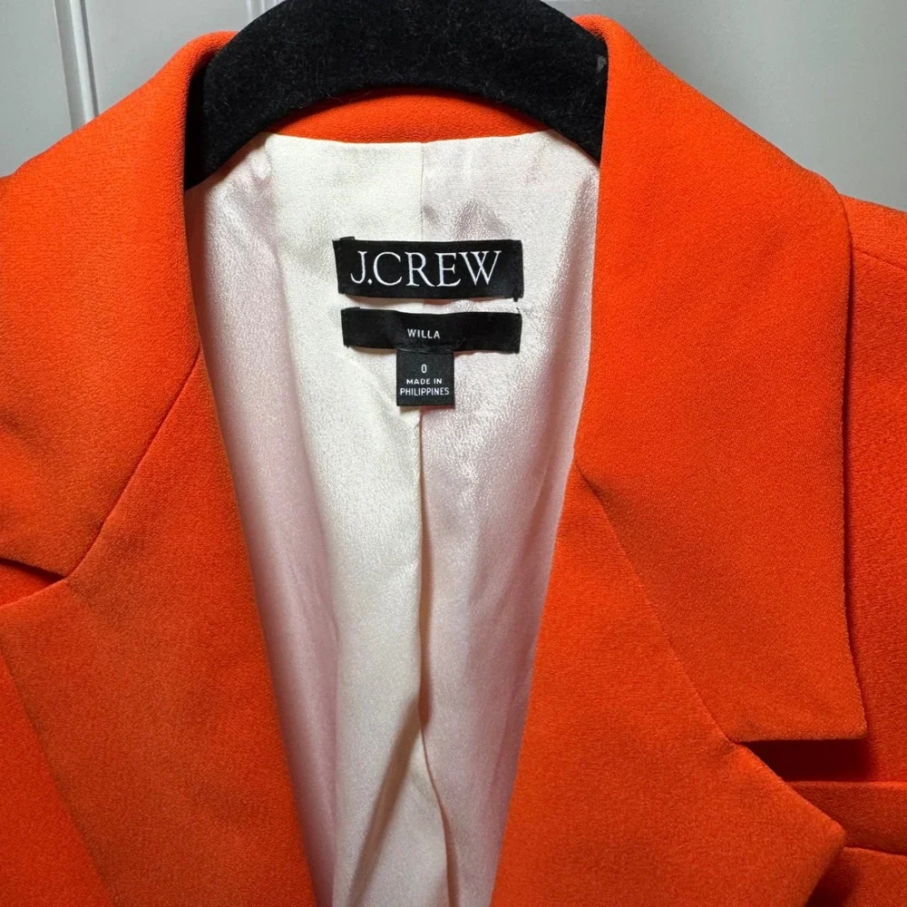 J.Crew Willa Blazer Orange Gold Crest Button Tailored Jacket Size 0 Solid Lined